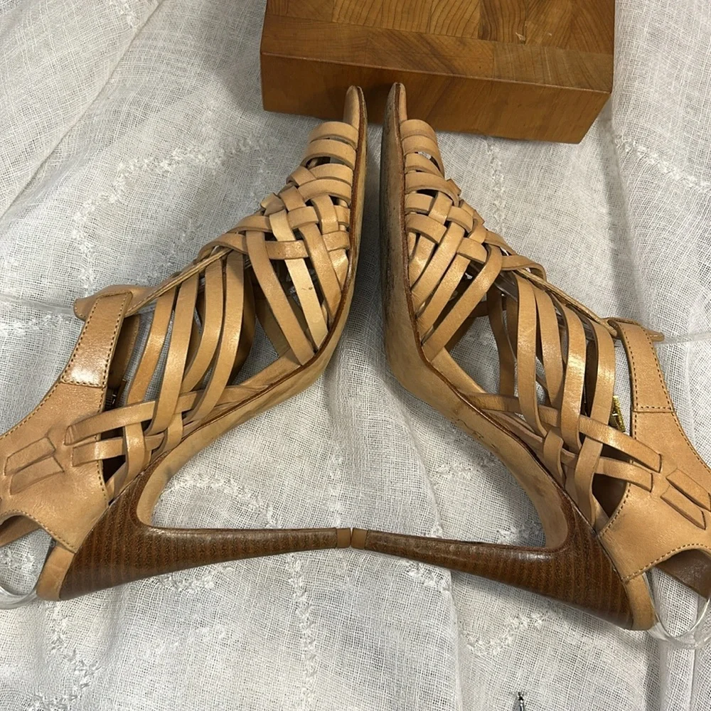 Tory Burch woven leather heels with leather sole